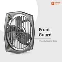 Orient Electric Hill Air 230mm Electric Exhaust Fan for Bathroom and Kitchen | Front-guard and Powder-coated Body | 2-year Warranty (Dark Grey) - 130mm, Black