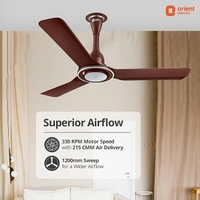 Orient Electric 1200 mm I Float| BLDC ceiling fan | BEE 5-star rated | Compatible with existing regulators | Up to 50% energy-saving | 3-year warranty | Lakeside Brown, pack of 1 - 1200 mm, Brown