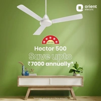 Orient Electric’s 1400 mm Hector 500 | BLDC fan with regulator compatibility | Saves up to 50% on electricity bills | 3-year warranty | White, pack 1 - 1400 mm, white