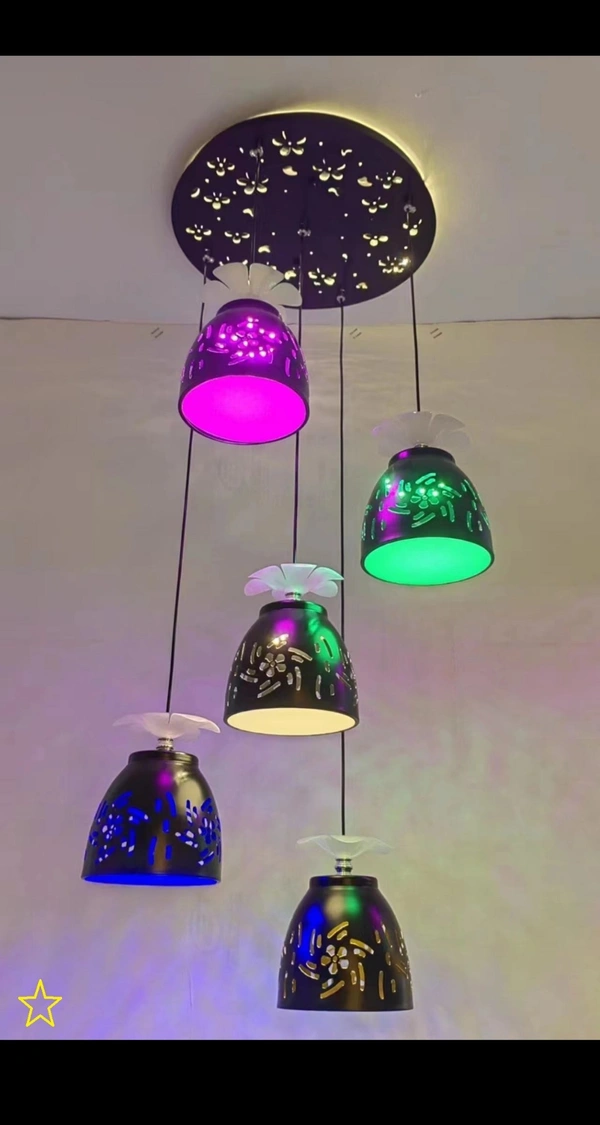 4 Light Glass Hanging Multi Color Automatic Color Changing Light (Random Design)