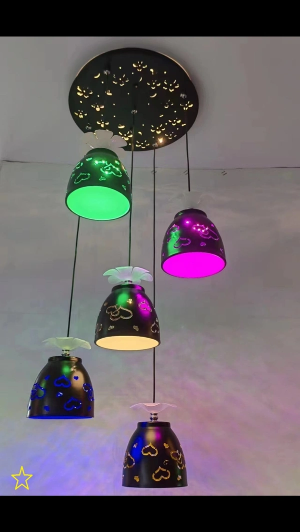 5 Light Glass Hanging Multi Color Automatic Color Changing Light (Random Design)