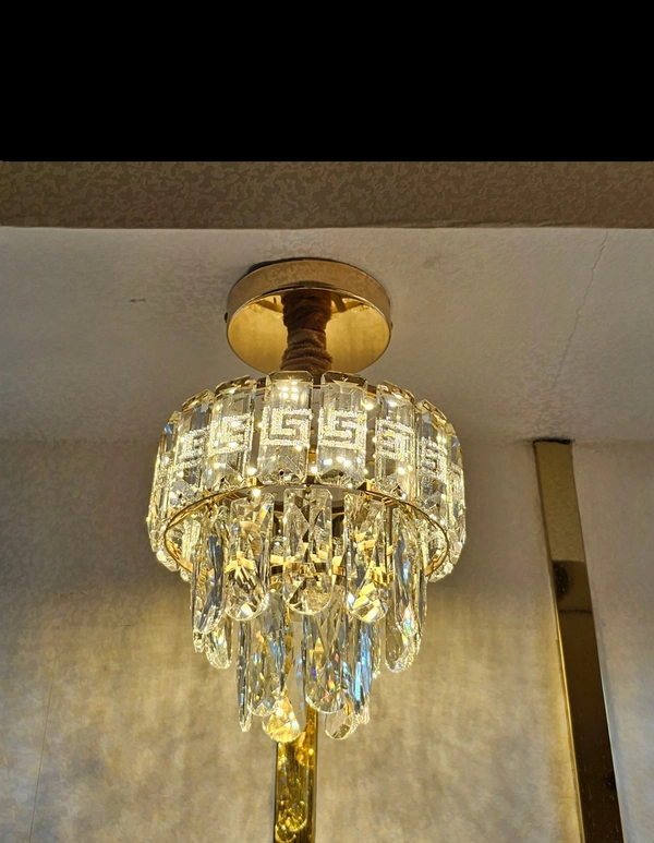 Delamps Low Height 300MM Mini Crystal LED Chandelier with Three Color Light Changing Option