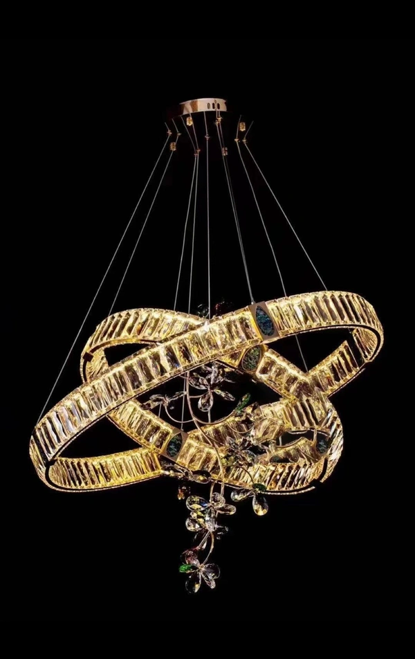 Modern Crystal Chandelier Lighting Ceiling Dining Room Living Room Chandeliers Contemporary LED Light Fixtures Hanging Ring Foyer Bedroom Pendant Lights,Warm White (10 Inch Ring, Warm White)