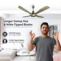 Orient Electric Stallion 1320 mm 4 Blade Ceiling Fan (Antique Copper, Pack of 1) - 1320 mm, Brushed Brass