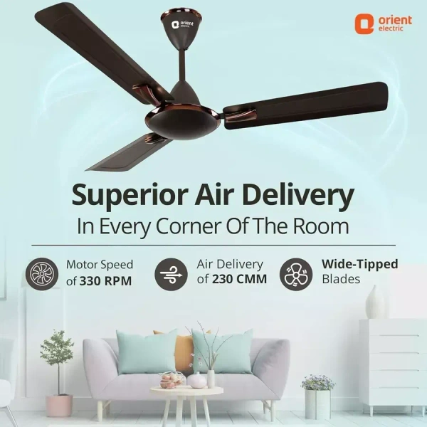 Orient Decorative Gratia Shine HS 1 Star Ceiling Fan - 1200 mm, Metallic Copper