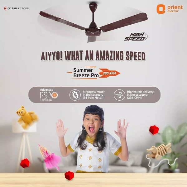 Orient Base Summer Breeze Pro Star Ceiling Fan - 1200 mm, Brown