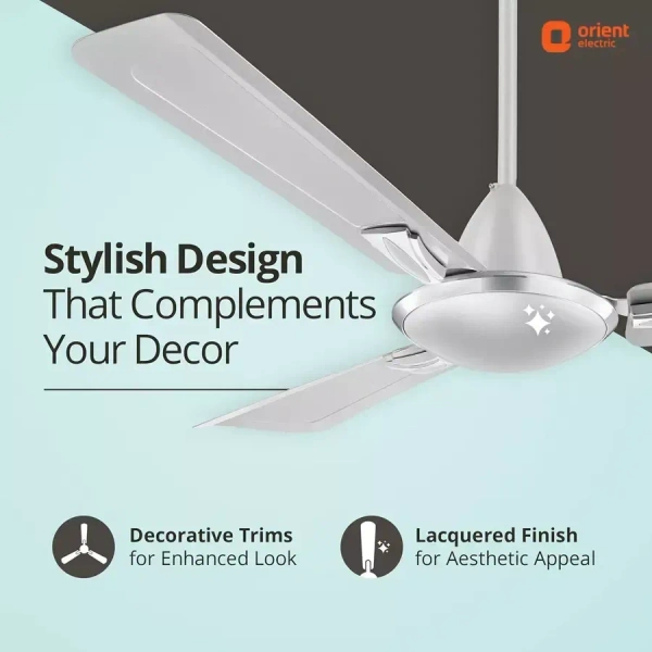 Orient Decorative Gratia Shine HS 1 Star Ceiling Fan - 1200 mm, Silky Silver