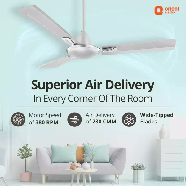 Orient Decorative Gratia Shine HS 1 Star Ceiling Fan - 1200 mm, Silky Silver