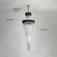 Black Geminus Long Crystal Chandelier