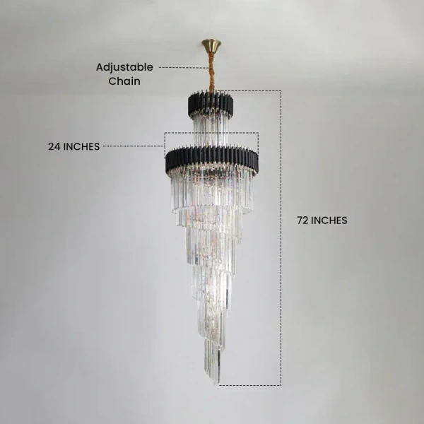 Black Geminus Long Crystal Chandelier