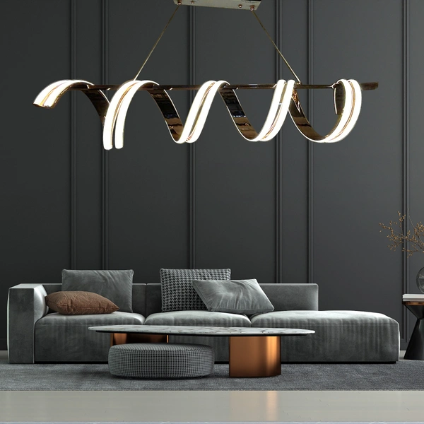 DELAMPS Swirl Luxe Dining Chandelier | Modern Chandelier Light Fixture for Hallway, Living Room, Hotel & Entryways - (Rose Gold Body)