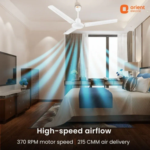 Orient Electric Falcon 400 1200MM High speed Ceiling fan for your home with corrosion free tangential blades - 1200 mm, White