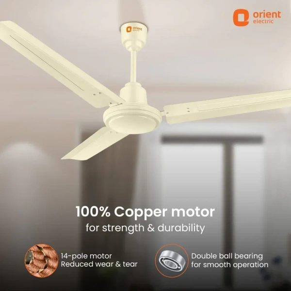 Orient Electric Falcon 400 1200MM High speed Ceiling fan for your home with corrosion free tangential blades - 1200 mm, Ivory