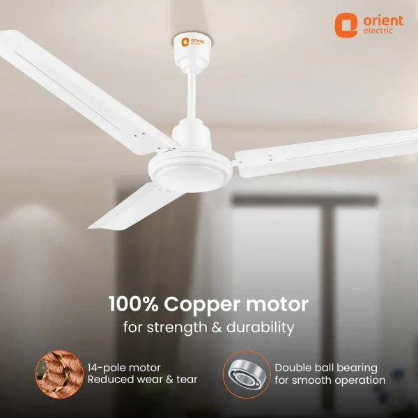 Orient Electric Falcon 400 1200MM High speed Ceiling fan for your home with corrosion free tangential blades - 1200 mm, White
