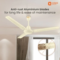 Orient Electric Falcon 400 1200MM High speed Ceiling fan for your home with corrosion free tangential blades - 1200 mm, Ivory