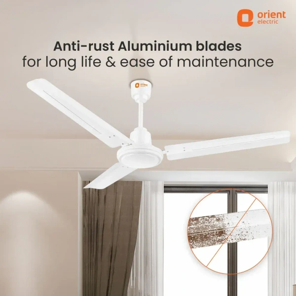 Orient Electric Falcon 400 1200MM High speed Ceiling fan for your home with corrosion free tangential blades - 1200 mm, White