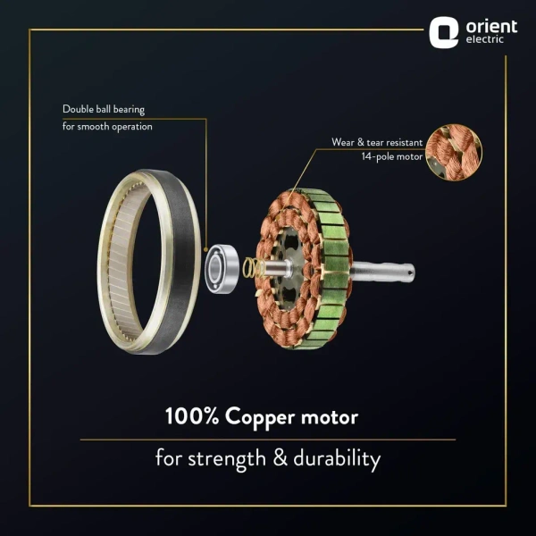 Orient Wendy BLDC Ceiling Fan 1200mm - 1200 mm, Metallic Black Gold