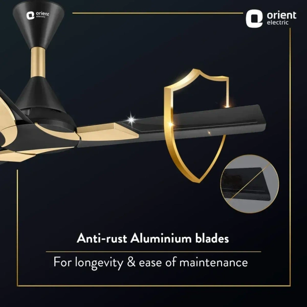 Orient Wendy BLDC Ceiling Fan 1200mm - 1200 mm, Metallic Black Gold