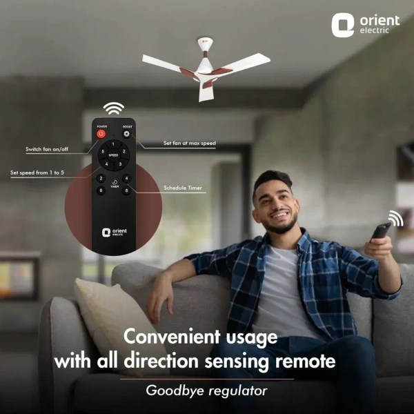 Orient Wendy BLDC Ceiling Fan 1200mm - 1200 mm, White Walnut