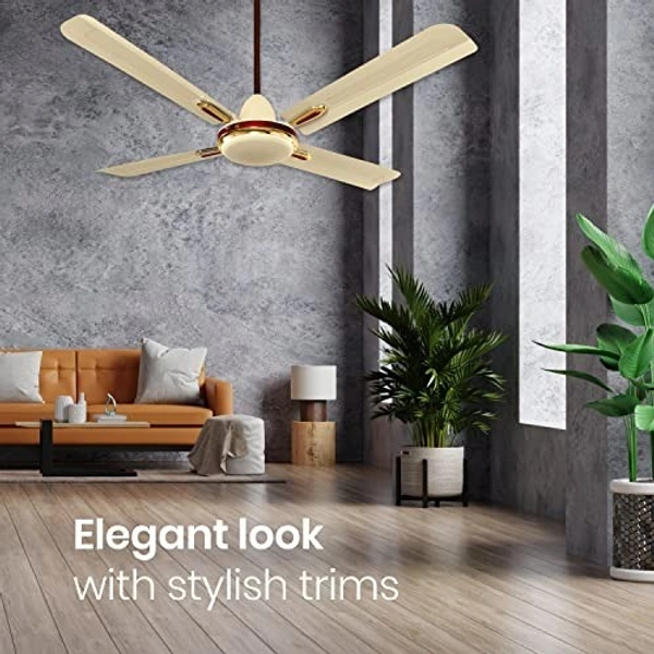 Orient Electric Quadro Ornamental 1200mm | 4 Blade, Premium BEE Star Rated Ceiling Fan - 1200 mm, Metallic Ivory-Cherry