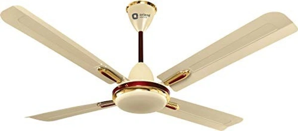 Orient Electric Quadro Ornamental 1200mm | 4 Blade, Premium BEE Star Rated Ceiling Fan - 1200 mm, Metallic Ivory-Cherry
