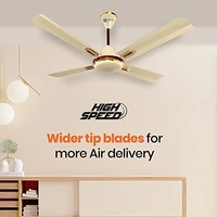 Orient Electric Quadro Ornamental 1200mm | 4 Blade, Premium BEE Star Rated Ceiling Fan - 1200 mm, Metallic Ivory-Cherry