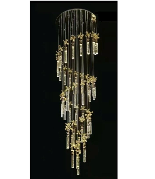 delamps 8Feet Raindrop Chandelier Lighting Modern Crystal Ceiling Lighting Fixture - Warm White 8feet (12lamp)(AC)