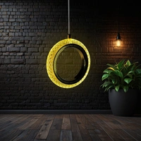 DELAMPS Ring Hanging Pendent Light for Bedroom, Living Room, Interior Design, Balcony(AC, Metal & Crystal)