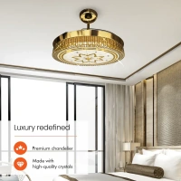 Eleganza Luxury Chandelier Ceiling Fan with Retractable Blades, Mood Lighting & Remote, EZ01 - 1200 mm, gold