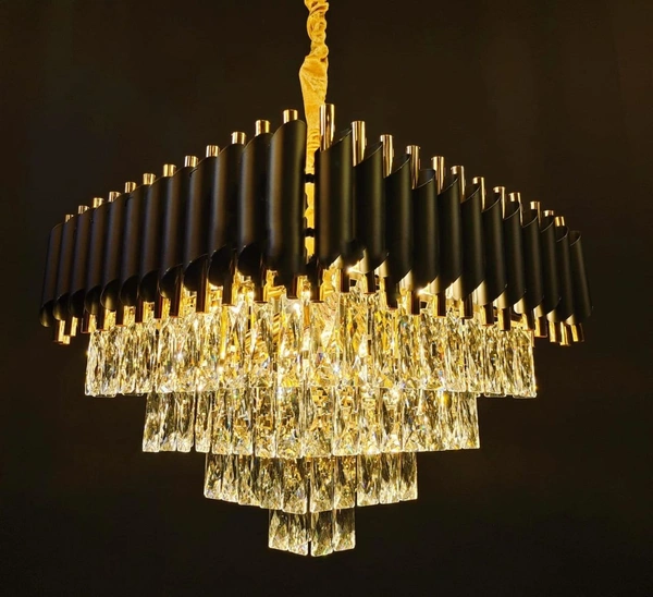Delamps Modern Squere Black Gold Crystal Chandelier(400mm)…