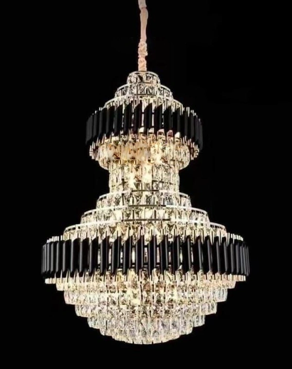 DELAMPS 32 X 32 X 40 INCH ROUND HUGE DOUBLE HEIGHT CRYSTAL CHANDELIER 400MM - 400 MM