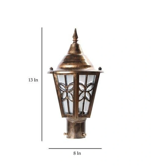 Delamps Antique Golden & Transparent Steel Outdoor Gate Lamp