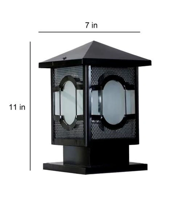 DELAMPS Black Metal Gate Light Taj Antique Metal Gate Light Casted Brass Metal Gate lamp for Pillar/Pole/Garden/Entrance gate/Waterproof Outdoor Light for Home and Garden,Pack of 1