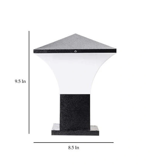 Metal Modern Shape Pole Lamp/Gate Light/Outdoor Lamp/Outdoor Light/Pillar Light For Outdoor Home Hut Top Design Black And Milky Pack of 1