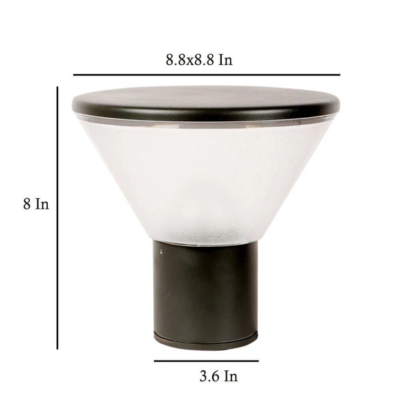 DELAMPS 1028 Black Frosted Waterproof GATE Light for Garden/Lawn/Swimming Pool Side/ Boundary Wall Light Gate Light Outdoor Lamp (White)