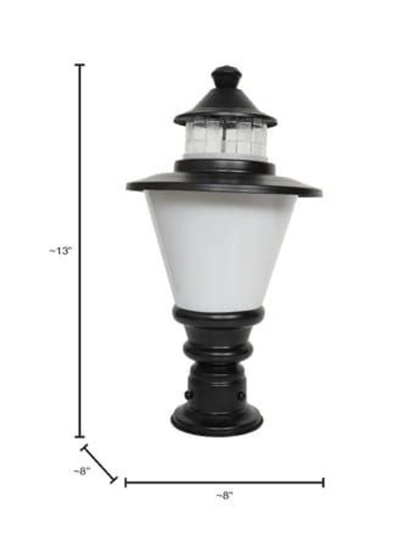 Black Steel and White Acrylic Outdoor Gate Light