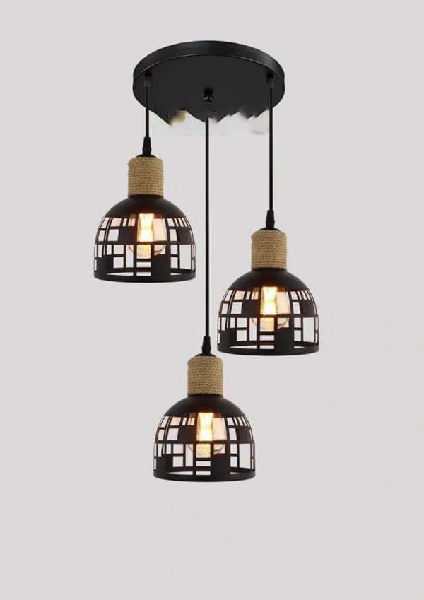 DELAMPS Black Antique Hut Design Hanging Ceiling Pendant Light Lamp Sconce for Dining Room, Bedroom, Living Room Decor