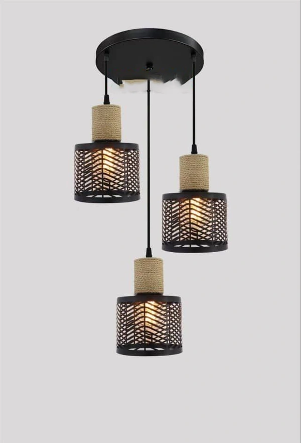 DELAMPS Black Antique Hut Design Hanging Ceiling Pendant Light Lamp Sconce for Dining Room, Bedroom, Living Room Decor