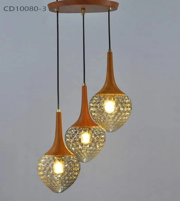 DELAMPS Hanging Light Ceiling Fixture Aluminum Balloon Shape Copper 3 Cut Design Home Decorative Lighting for Living Room (Bulb NOT Included)