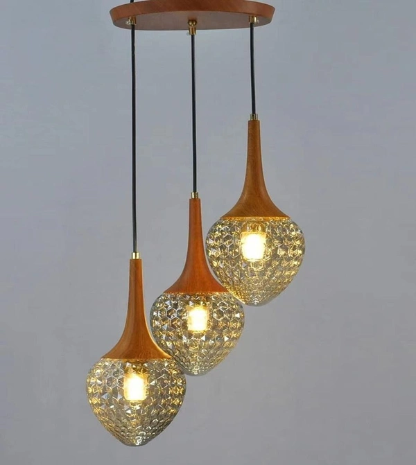 DELAMPS Hanging Light Ceiling Fixture Aluminum Balloon Shape Copper 3 Cut Design Home Decorative Lighting for Living Room (Bulb NOT Included)