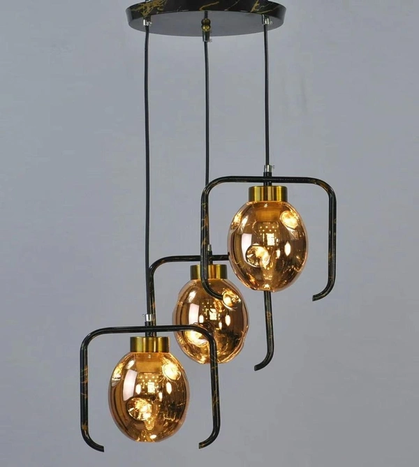 DELAMPS Metal Oval Shape Antique Frosted Dual Globe Shade Glass Sconces E27 Holder LED Decorative Lamp for Room/Bedroom/Living Room (Black & Golden) (Bulb not Included)