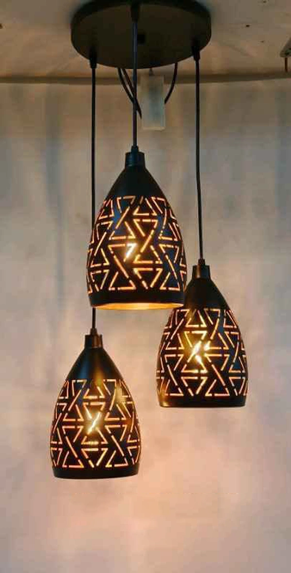 DELAMPS Retro Iron Chandelier LED L Pendant Light Cafe Bedroom Dining Room Decor Style 1