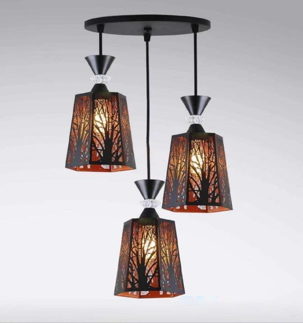 DELAMPS Metal Pendant Hanging Ceiling Lamp for Living Room, Office, Breakfast Counter, Outdoor Balcony Pendant Lamp with Bulb Inculuded (Set of 1)