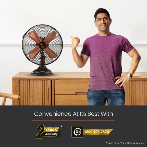 Orient Electric RETRO T12 RUBBED BRONZE 400 mm 4 Blade Table Fan (Rubbed Bronze, Pack of 1) - 300mm, Hairy Heath