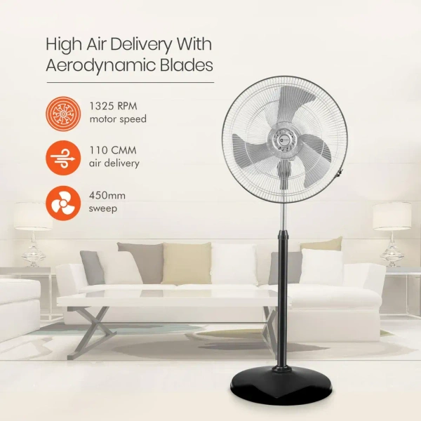 Orient Electric Tornado-II 450mm 450 mm Anti Dust 3 Blade Pedestal Fan - 450mm, Gunmetal