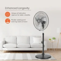 Orient Electric Tornado-II 450mm 450 mm Anti Dust 3 Blade Pedestal Fan - 450mm, Black