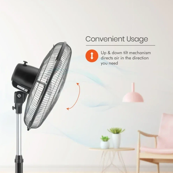 Orient Electric Tornado-II 450mm 450 mm Anti Dust 3 Blade Pedestal Fan - 450mm, Black