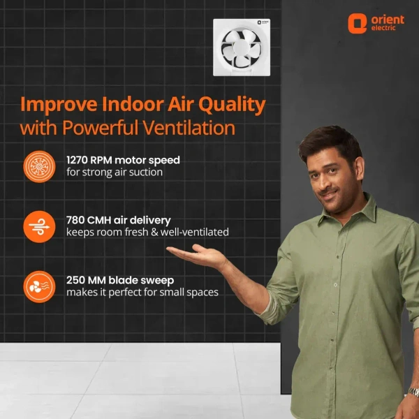 Orient Electric Ventilator Dx 200mm Fan (White) (White) - 250mm, White