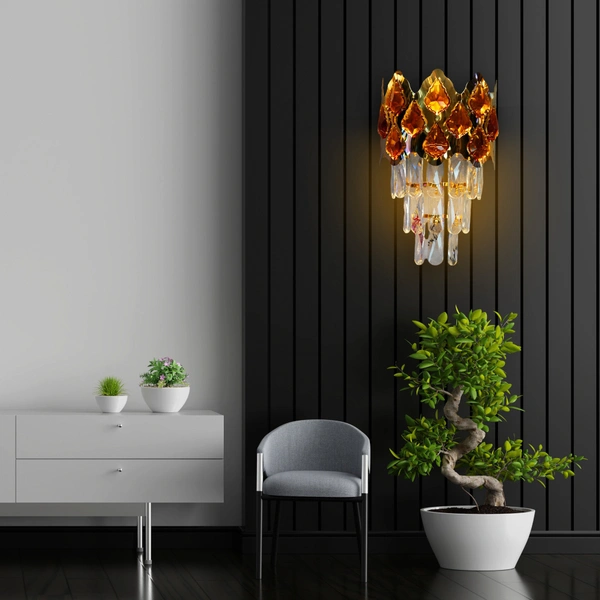 DELAMPS Modern Crystal Wall Sconce 6333/2w W/L Light Crystal Wall Light for Living Room Bedroom Kitchen Hallway Stairs Restaurant Hotel Lighting