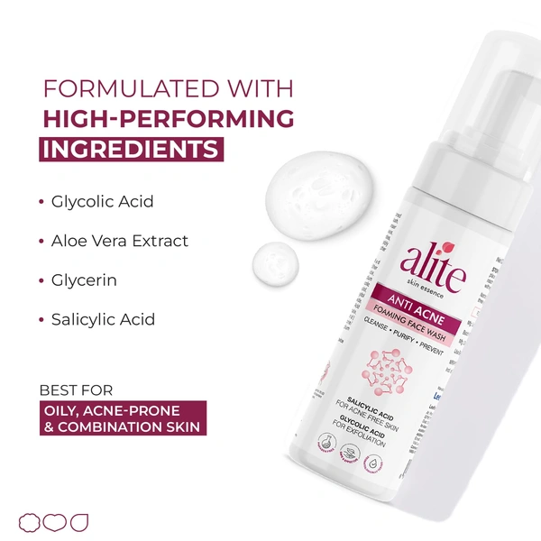 Alite Foaming Face Wash 60ml with 1% Salicylic Acid | Deep Cleansing & Illuminating Face Wash | Clears Active Acne & Clogged Pores | For Women & Men